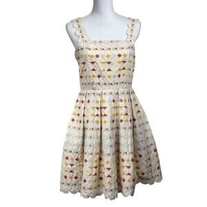 Just Me dress, cream embroidered, medium, NWT, picnic, cottagecore, whimsical